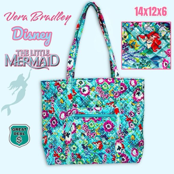 Vera Bradley Disney Princess Ariel Little Mermaid Large Floral Tote Bag. RARE! - Picture 1 of 8